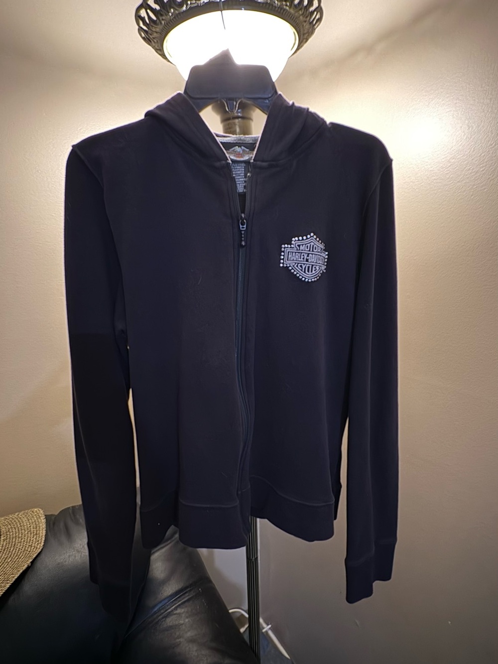 Harley-Davidson Black Full-Zip Hooded Sweatshirt with Chest Logo